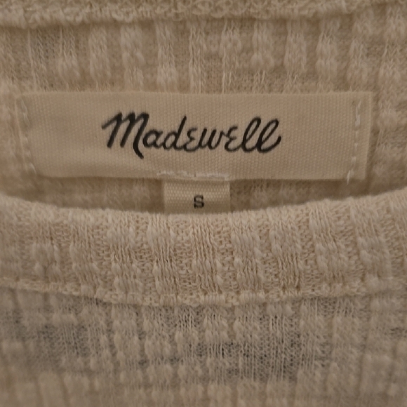 Madewell Cream Ribbed Knit Button Cuff Top | Size S | NWOT - Picture 3 of 3
